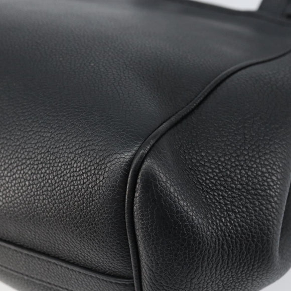 CELINE Small Fold Cabas Shoulder Bag Leather Black Gold Auth mr1681V