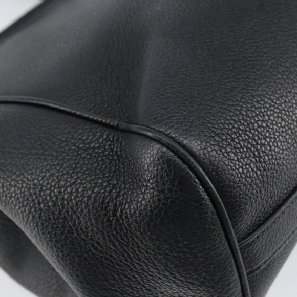 CELINE Small Fold Cabas Shoulder Bag Leather Black Gold Auth mr1681V