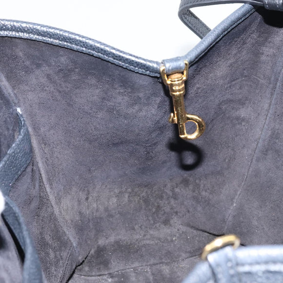 CELINE Small Fold Cabas Shoulder Bag Leather Black Gold Auth mr1681V