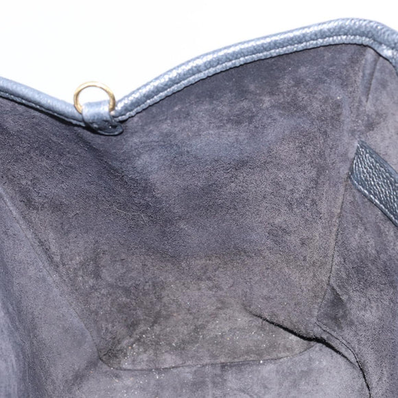 CELINE Small Fold Cabas Shoulder Bag Leather Black Gold Auth mr1681V