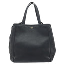 CELINE Small Fold Cabas Shoulder Bag Leather Black Gold Auth mr1681V-13