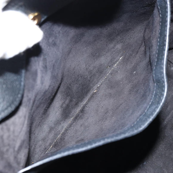 CELINE Small Fold Cabas Shoulder Bag Leather Black Gold Auth mr1681V