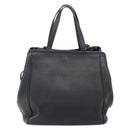 CELINE Small Fold Cabas Shoulder Bag Leather Black Gold Auth mr1681V-2