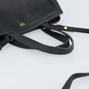 CELINE Small Fold Cabas Shoulder Bag Leather Black Gold Auth mr1681V-7