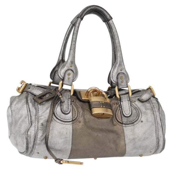 Chloe Paddington Hand Bag Leather Beige Silver gold Auth mr1682