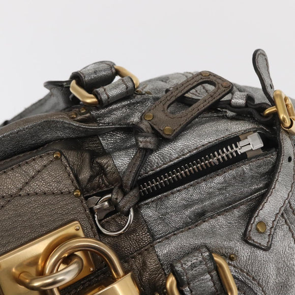 Chloe Paddington Hand Bag Leather Beige Silver gold Auth mr1682