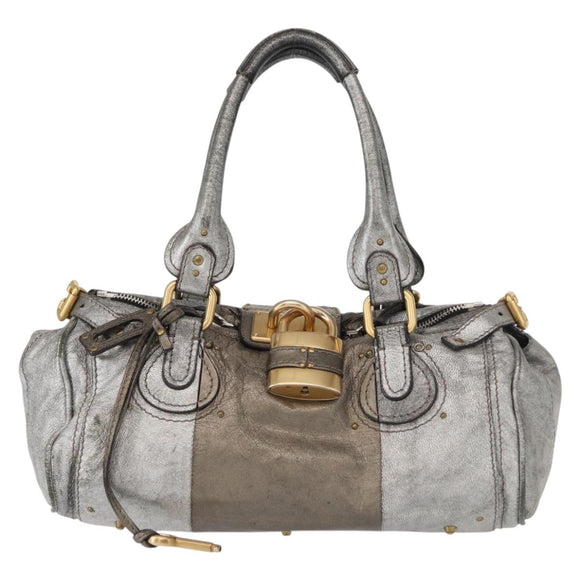 Chloe Paddington Hand Bag Leather Beige Silver gold Auth mr1682