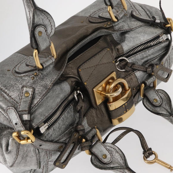 Chloe Paddington Hand Bag Leather Beige Silver gold Auth mr1682