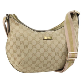 GUCCI GG Canvas Sherry Line Shoulder Bag Beige Gold 181092 Auth mr1685
