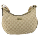 GUCCI GG Canvas Sherry Line Shoulder Bag Beige Gold 181092 Auth mr1685-13