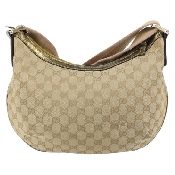 GUCCI GG Canvas Sherry Line Shoulder Bag Beige Gold 181092 Auth mr1685