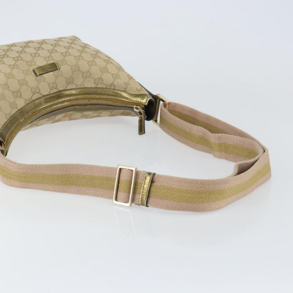 GUCCI GG Canvas Sherry Line Shoulder Bag Beige Gold 181092 Auth mr1685