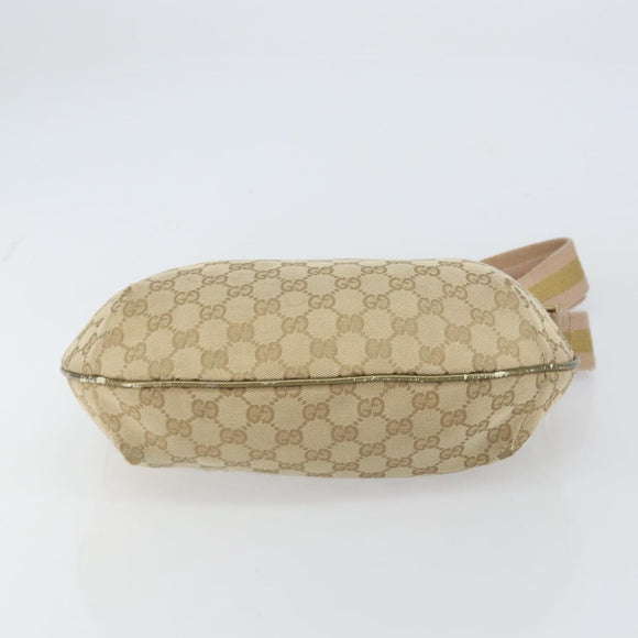 GUCCI GG Canvas Sherry Line Shoulder Bag Beige Gold 181092 Auth mr1685