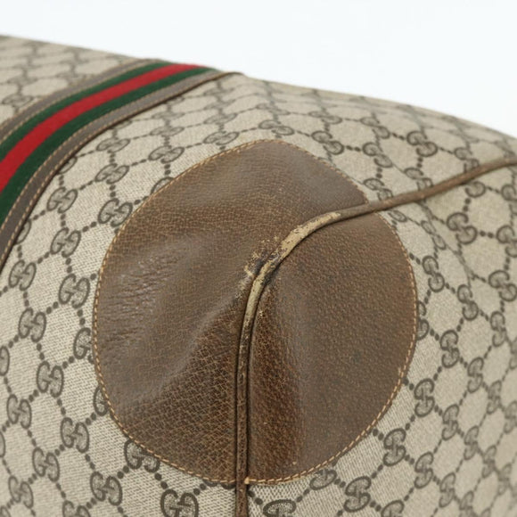 GUCCI GG Supreme Web Sherry Line Bag PVC Beige Gold 001 25 424 Auth mr1686