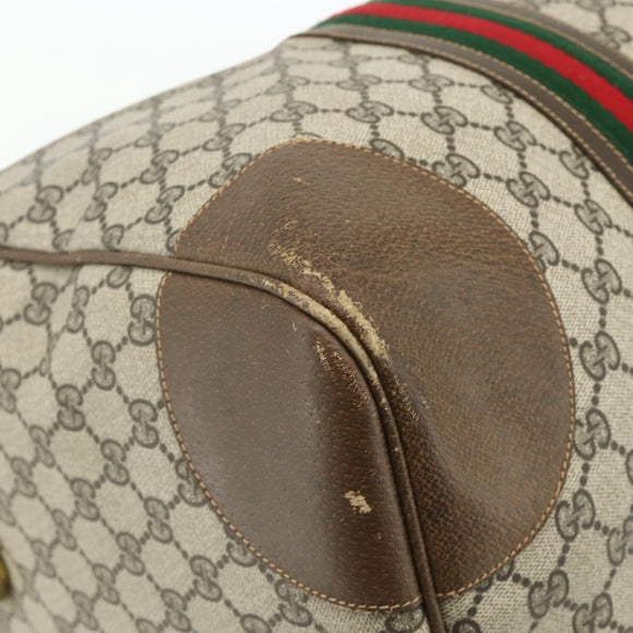 GUCCI GG Supreme Web Sherry Line Bag PVC Beige Gold 001 25 424 Auth mr1686