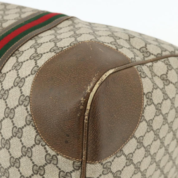 GUCCI GG Supreme Web Sherry Line Bag PVC Beige Gold 001 25 424 Auth mr1686