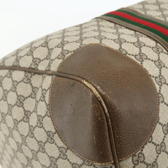 GUCCI GG Supreme Web Sherry Line Bag PVC Beige Gold 001 25 424 Auth mr1686