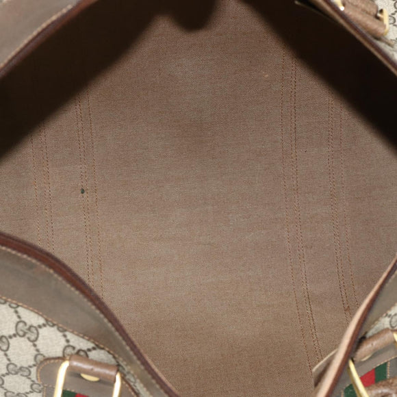 GUCCI GG Supreme Web Sherry Line Bag PVC Beige Gold 001 25 424 Auth mr1686