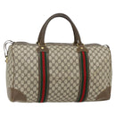 GUCCI GG Supreme Web Sherry Line Bag PVC Beige Gold 001 25 424 Auth mr1686-1