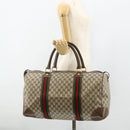 GUCCI GG Supreme Web Sherry Line Bag PVC Beige Gold 001 25 424 Auth mr1686-22