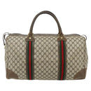 GUCCI GG Supreme Web Sherry Line Bag PVC Beige Gold 001 25 424 Auth mr1686-13