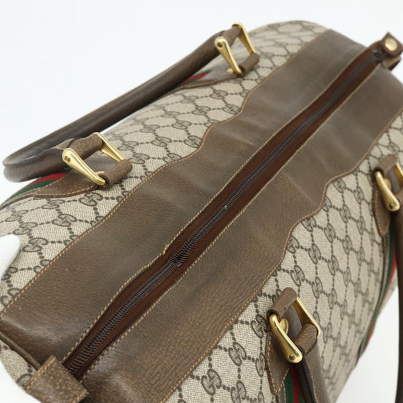 GUCCI GG Supreme Web Sherry Line Bag PVC Beige Gold 001 25 424 Auth mr1686