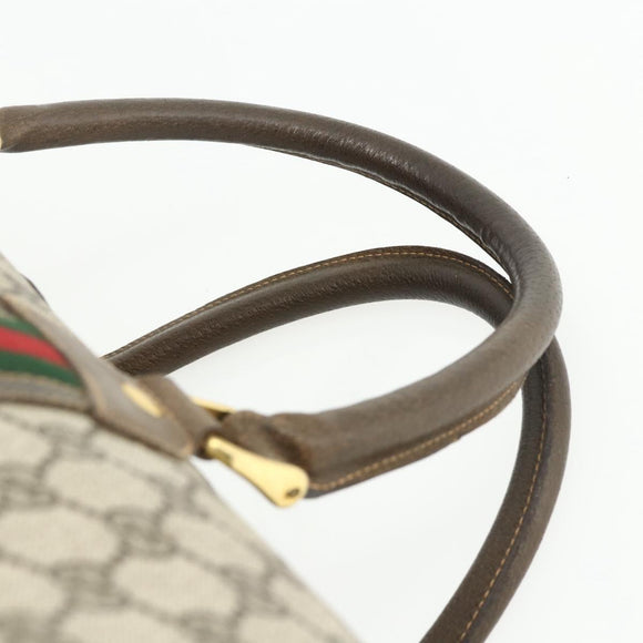GUCCI GG Supreme Web Sherry Line Bag PVC Beige Gold 001 25 424 Auth mr1686