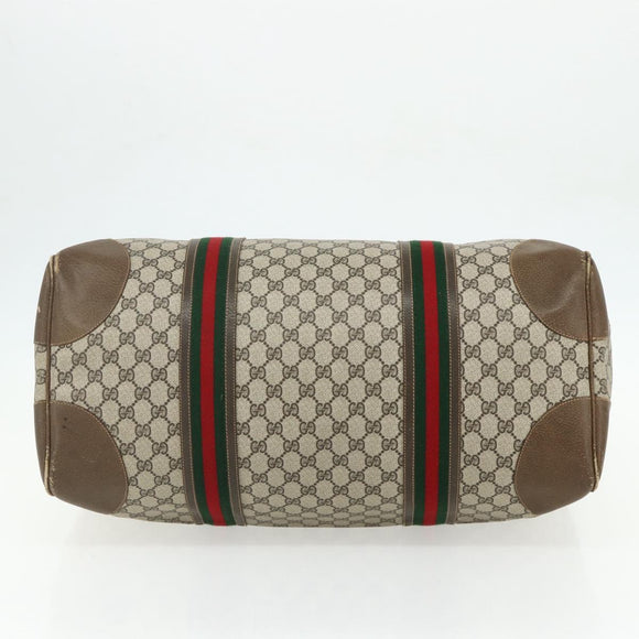 GUCCI GG Supreme Web Sherry Line Bag PVC Beige Gold 001 25 424 Auth mr1686