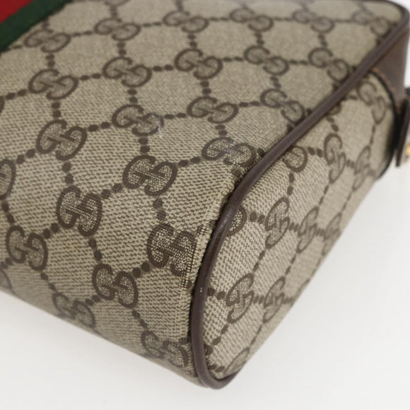 GUCCI GG Supreme Web Sherry Line Clutch Bag PVC Beige Gold 63 01 012 Auth mr1689