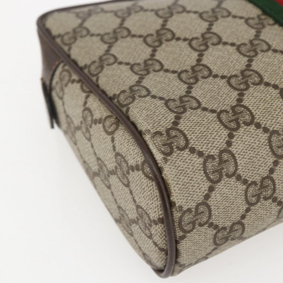 GUCCI GG Supreme Web Sherry Line Clutch Bag PVC Beige Gold 63 01 012 Auth mr1689