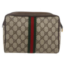 GUCCI GG Supreme Web Sherry Line Clutch Bag PVC Beige Gold 63 01 012 Auth mr1689-2