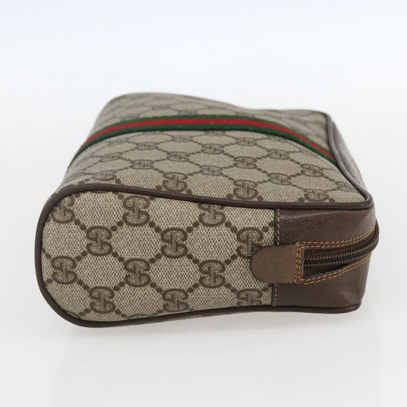 GUCCI GG Supreme Web Sherry Line Clutch Bag PVC Beige Gold 63 01 012 Auth mr1689