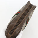 GUCCI GG Supreme Web Sherry Line Clutch Bag PVC Beige Gold 63 01 012 Auth mr1689-5