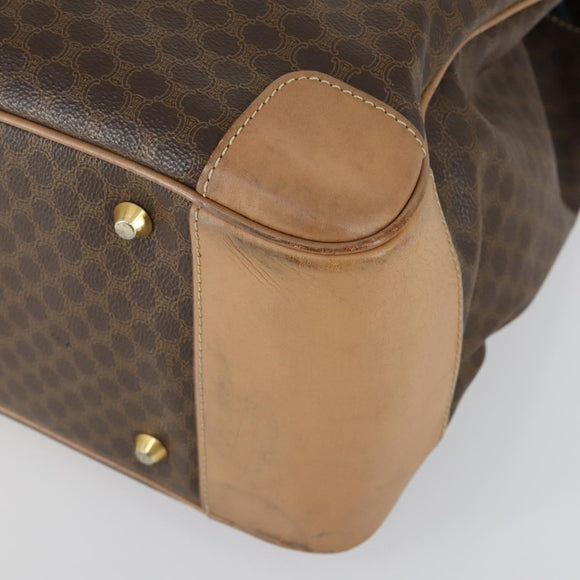 CELINE Macadam Canvas Handtasche PVC Leder Braun Gold Auth mr1691