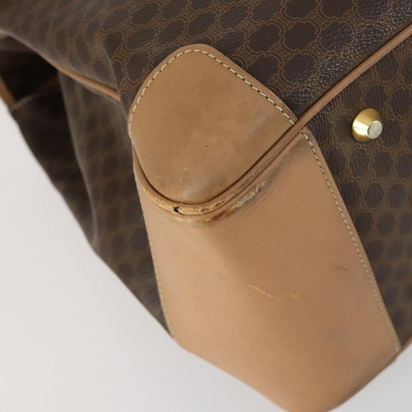 CELINE Macadam Canvas Hand Bag PVC Leather Brown Gold Auth mr1691