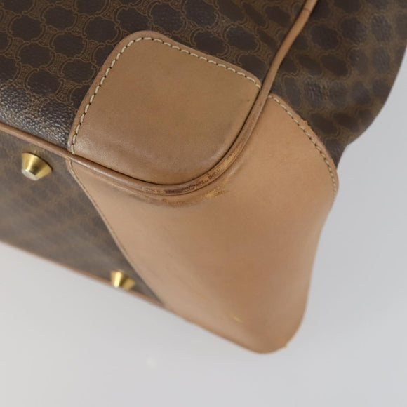 CELINE Macadam Canvas Handtasche PVC Leder Braun Gold Auth mr1691
