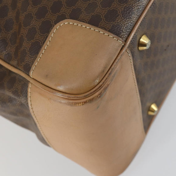 CELINE Macadam Canvas Hand Bag PVC Leather Brown Gold Auth mr1691