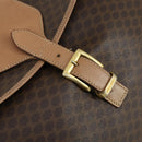 CELINE Macadam Canvas Handtasche PVC Leder Braun Gold Auth mr1691-17