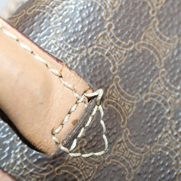 CELINE Macadam Canvas Handtasche PVC Leder Braun Gold Auth mr1691