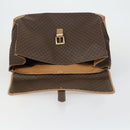 CELINE Macadam Canvas Handtasche PVC Leder Braun Gold Auth mr1691-18