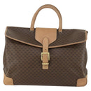 CELINE Macadam Canvas Handtasche PVC Leder Braun Gold Auth mr1691-13
