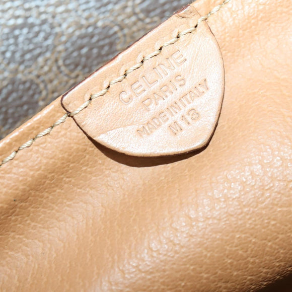 CELINE Macadam Canvas Handtasche PVC Leder Braun Gold Auth mr1691