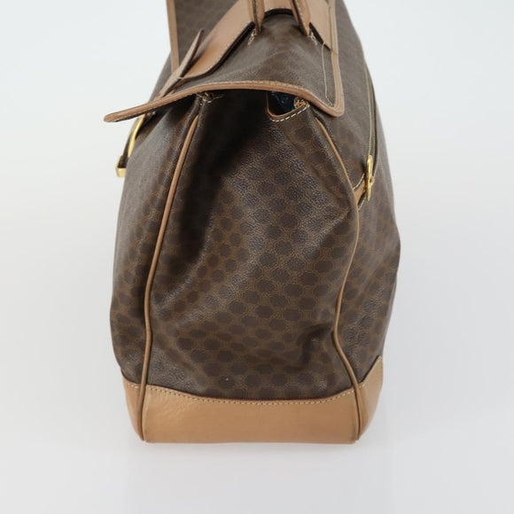 CELINE Macadam Canvas Hand Bag PVC Leather Brown Gold Auth mr1691