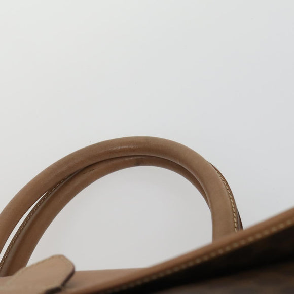 CELINE Macadam Canvas Handtasche PVC Leder Braun Gold Auth mr1691