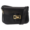CELINE Horse Carriage Shoulder Bag Leather Black Gold Auth mr1692-1