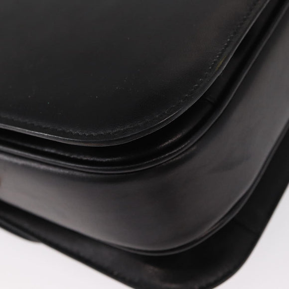 CELINE Horse Carriage Shoulder Bag Leather Black Gold Auth mr1692