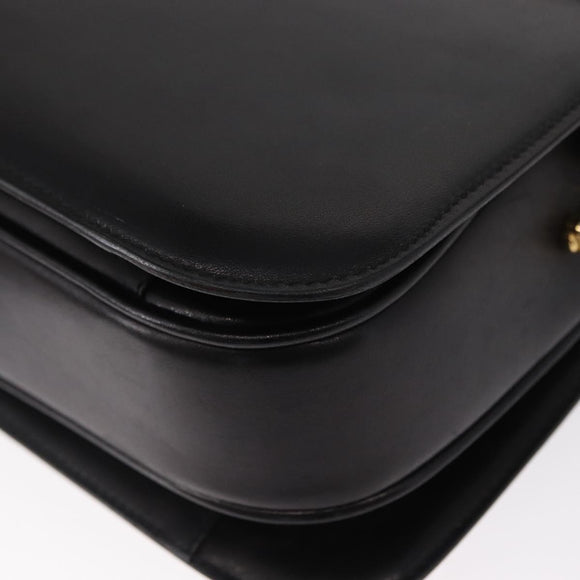 CELINE Horse Carriage Shoulder Bag Leather Black Gold Auth mr1692