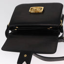 CELINE Horse Carriage Shoulder Bag Leather Black Gold Auth mr1692-10