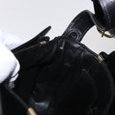 CELINE Horse Carriage Shoulder Bag Leather Black Gold Auth mr1692-19