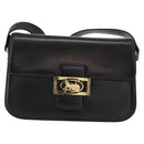 CELINE Horse Carriage Shoulder Bag Leather Black Gold Auth mr1692-13